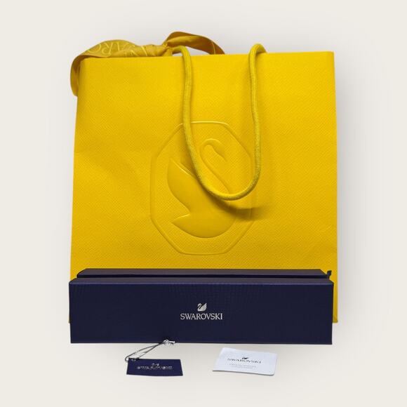 Swarovsky | Bracelet Storage Box w/ Gift Bag | Navy Blue | 8.75 x 2 x 1 in. - Picture 1 of 16